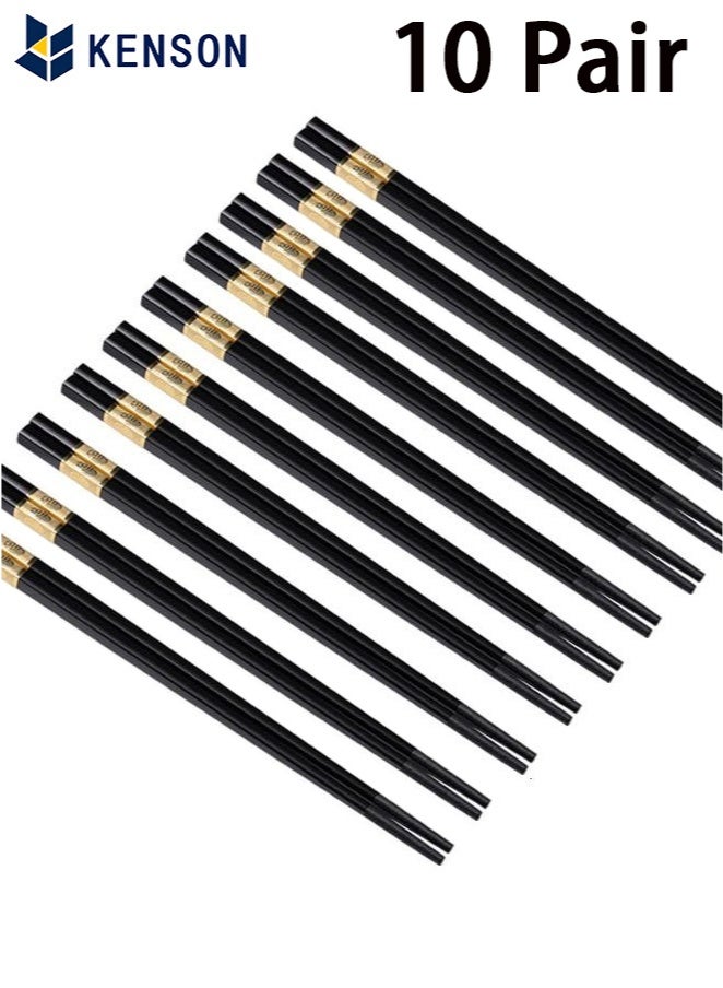 KENSON 10 Pairs Fiberglass Chopsticks Black And Gold - Image 1